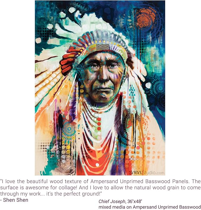 Ampersand Art Supply Unprimed Basswood Artist Panel, 7/8" Cradled Profile, 12"x16"