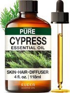 KUKKA Cypress Essential Oils - 4 Fl Oz - for Hair, Skin, Diffuser, Aromatherapy & DIY Soap Making Scent