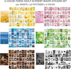 Washi Stickers, 6 Sets 300 Pcs Aesthetic Sticker Book for DIY Journaling, Journaling Supplies for Bullet Journal Art Diary Card Craft Gifts Planner Notebook