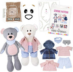 kullaloo Memory Bear Sewing Pattern – Stuffed Teddy Bear Plush Toy with Removable Collar, Shirt & Jacket | Memorial Bear Template with QR Video Tutorials, PES & SVG Files | Designed in Canada