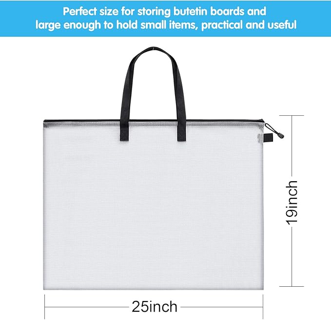 Outus Art Portfolio Case 19 x 25 Inches Posters Storage Bag Portfolio Folder with Handle and Zipper Transparent Folder Organizer for Painting Bulletin Boards End of The Year Gifts(2 Pieces)