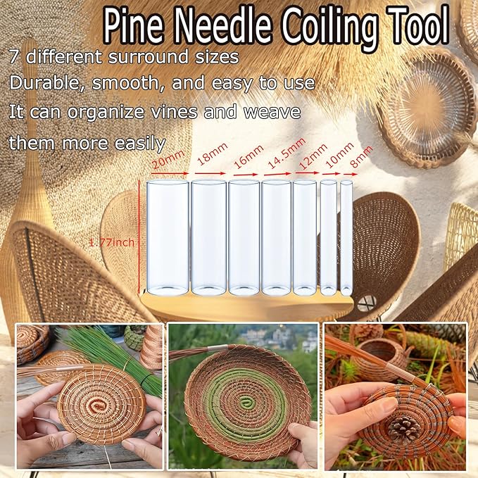 Luxiys Basket Weaving kit | Rattan Repair Tools, Rattan Repair Kit for Wicker Furniture, Pine Needle Coiling Tool, DIY Handcraft Rattan Tool Kit, Basket Making Supplies
