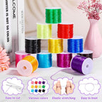 PAXCOO 12 Rolls Elastic Crystal Tec String for Bracelets, 0.8 MM Stretch Bead String Cord Jewelry Thread for Bracelets, Necklaces, Clay Beads, Pony Beads (Multiple Colors)