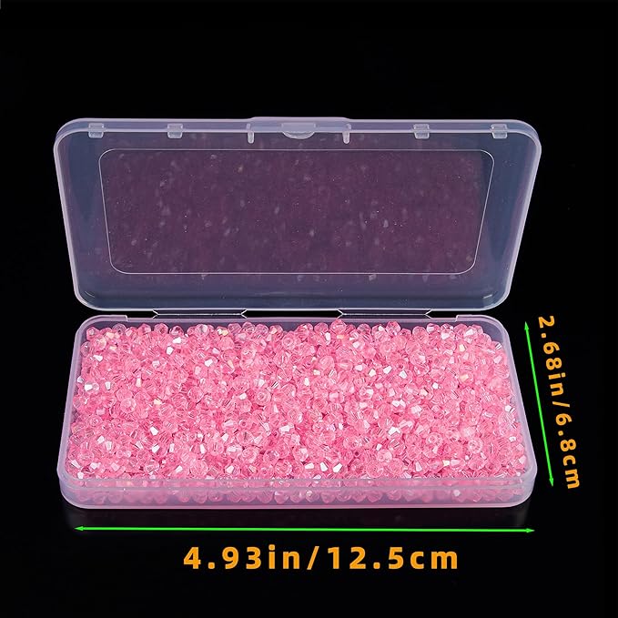 1100PCS 4mm Bicone Crystal Glass Beads for Jewelry Making, Sparkling Mini Beads for Suncatchers, DIY Bracelets & Craft Projects (Light Rose Red)
