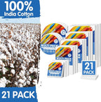 FIXSMITH 21 Pack Stretched Canvases, Multi Pack - 4x4, 5x7, 8x10, 9x12, 11x14, Round Canvas 12x12, 8x8 (3 of Each), 100% Cotton, Primed Canvases for Acrylic, Oil, Wet or Dry Art Media