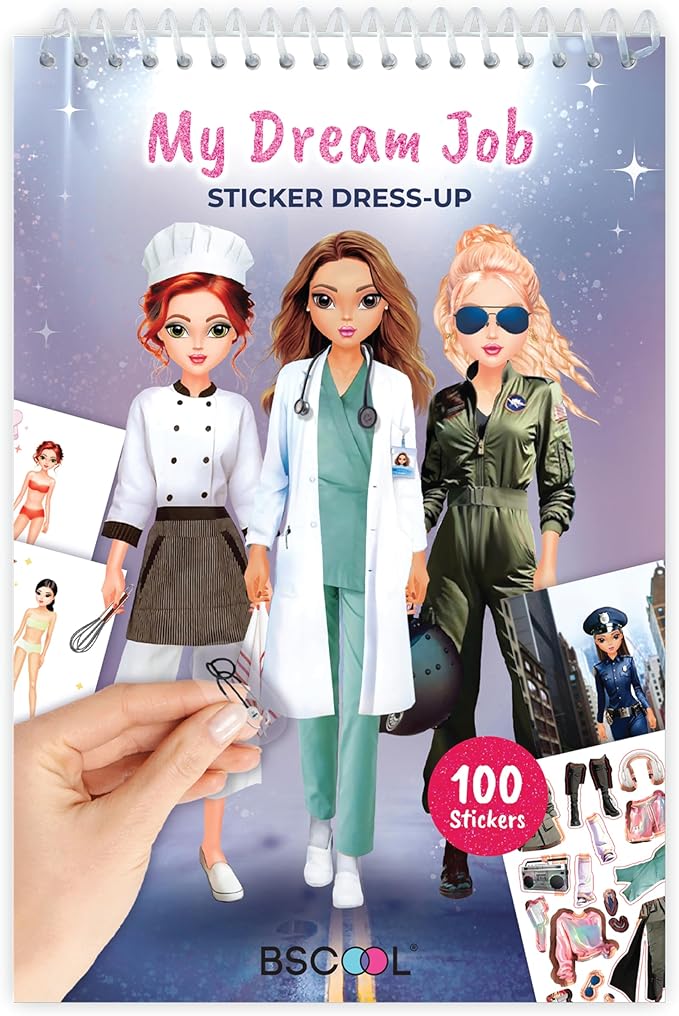 Sticker Dress up My Dream Job - Sticker Activity Book for Kids. Learn Girls Fashion Design Career Themed with Stickers and Guides for Kids 5 and up.100+ Stickers