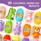 Crochet Kit, 1600 Yarns 35 Colors Acrylic Yarn Skeins, 53 PCS Crochet Hook Accessories and A Storage Bag, Yarn for Crocheting Suitable for Knitting, Knitting Kit Gift for Adult and Beginner, Black