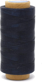 Mandala Crafts Navy Blue Flat Waxed Thread for Leather Sewing - 197 Yds 210D 1mm Polyester Leather Thread String Waxed Cord for Leatherwork, Beading, Bookbinding, Hand Stitching