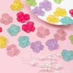 COLIGREE 12 Pairs Matte Colorful Flower Pearl Stud Earrings Hollow Rubbery Textured Filigree Flower Earring Making Kit for Women Fashion