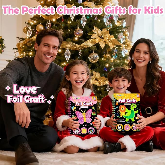 FUNNYB&G Foil Art Craft for Kids - Christmas Crafts Gift Party Favors Stocking Stuffers for Kids Fun Art Supplies Creative Birthday Gift Travel Toys for Girls Boys 4 5 6 7 8 9 Years Old(Insects)