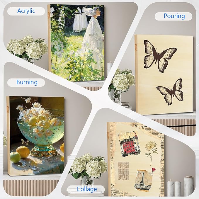 4 Pack 8x10 Basswood Paint Pouring Panels – Wood Painting Boards for Acrylic Pouring, Oil & Resin Art – Ready to Use Wooden Artist Panels for Crafters and Beginners