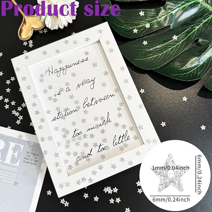 10 Grams 5mm/0.2" Glitter Silver Tiny Star Sew on Sequins Mini Hollow Star Sequins Embroidery Small Sequin with Holes DIY Loose Sequin for Sewing Dolls Jewelry Making Crafts