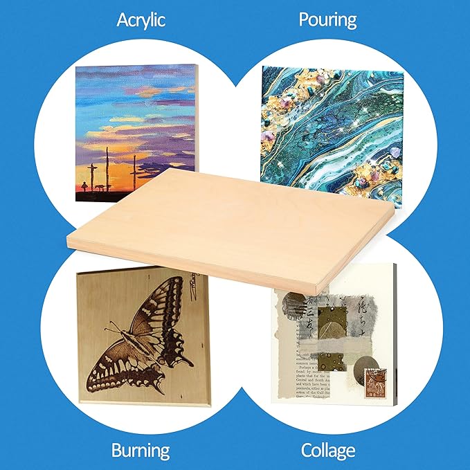 Falling in Art Unfinished Birch Wood Panels Kit for Painting, Wooden Canvas 2 Pack of 24”x30” Studio 1” Deep, Cradle Boards for Pouring, Art, Crafts, Burning and More