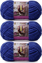 Chunky Chenille Yarn for Crocheting - 3x100g/3.5oz Baby Blanket Yarn for Crocheting Soft - 262 Yards Fluffy Thick Plush Yarns for Knitting Blankets Amigurumi (3, Dark Blue)