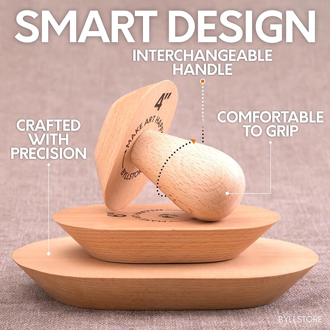 Byllstore 3-Pack Oval Pottery Molds | Create Bowls & Plates | 4″, 6″ & 8″ Ceramic Tops | Interchangeable Handle