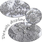 Flower Pearl Fabric Rhinestones Beaded Lace Applique,3D Butterfly Embroidered Lace Patch for Clothes,Dress (Gray)
