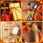 DECYOOL Fall Ribbons, 4 Rolls 100 Yards Fall Satin Ribbons 10mm Wide Autumn Thanksgiving Ribbon for Gift Wrapping and DIY Crafts (Orange, Yellow, Brown)