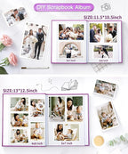 Popotop Photo Album Self Adhesive Scrapbook Album for 4x6 5x7 8x10 Pictures DIY Photo Book as Scrapbooking Supplies Kits, Birthday Gifts for Women Mom Wedding Baby Family Travel