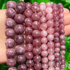 35pcs 10mm Natural Stone Beads Lepidolite Beads Crystal Gemstone for Jewelry Making, DIY Bracelet Necklace