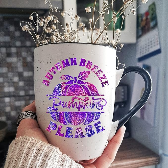 GIRAFVINYL Purple Holographic Vinyl - 12" x10ft Glitter Vinyl for DIY Halloween Signs, Home and Car Decorations