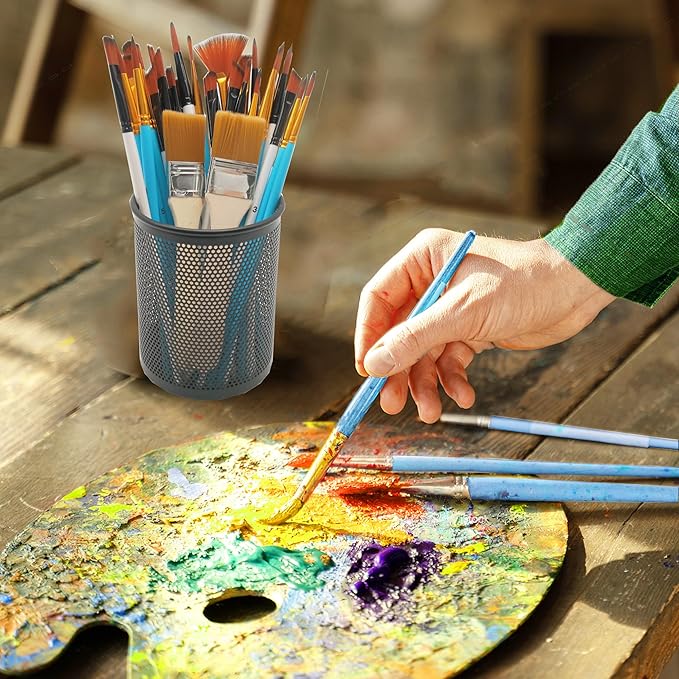 32 pcs Paint Brushes Set for Acrylic Painting,Watercolor,Oil，Inks，Gouache，Crafts, Brush Tip with Flat，Round, Angle，Filbert,Fan, Detail Brushes，Paint Brush Set for Artists and Beginners