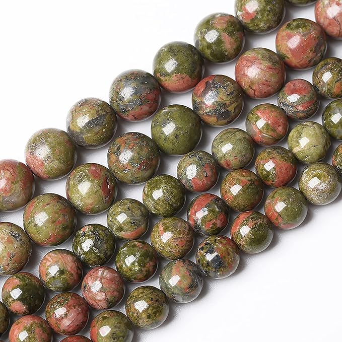 60pcs 6mm Natural Unakite Gemstone Beads Round Loose Beads for Jewelry Making DIY Bracelet Necklace…