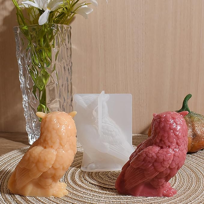 Animal & Owl Resin & Silicone Candle Mold Set - 3D Animal Mold for Home Decor & Candle Making