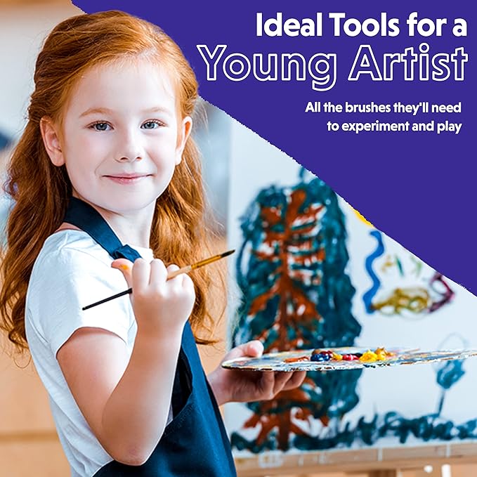 Crafts 4 All Acrylic Paint Brushes - Pack of 10 Professional, Wide and Fine Tip, Nylon Hair Artist Paintbrushes - Paintbrush Bulk Set for Watercolor, Canvas, Craft, Detail & Oil Painting