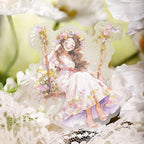 TIAMECH Beautiful Manor PET Stickers - 60 Pcs Fantasy Dance Blossom & Elf Princess Design, Waterproof Sticker for Journaling & Scrapbooking, Junk Journal Supplies, Ephemera & DIY Crafts