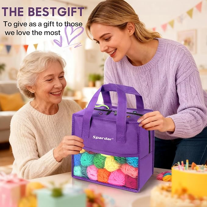 Crochet Kit, 1600 Yarns 35 Colors Acrylic Yarn Skeins, 53 PCS Crochet Hook Accessories and A Storage Bag, Yarn for Crocheting Suitable for Knitting, Knitting Kit Gift for Adult and Beginner, Purple