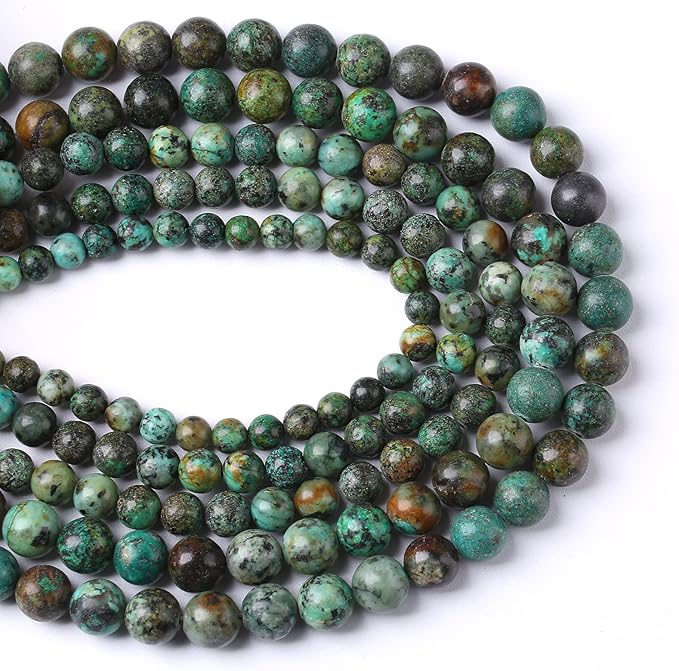 12mm 32pcs Natural African Turquoise Stone Beads for Jewelry Making Round Loose Gemstone Beads DIY Bracelet Necklace Earrings