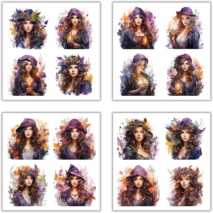 XERE 80 Pcs Mythic Enchantress Women Portraits Scrapbook Stickers Set for Scrapbooking and Journaling Notebooks, Junk Journal Supplies, Sketchbook, Bookmark Making Sticker