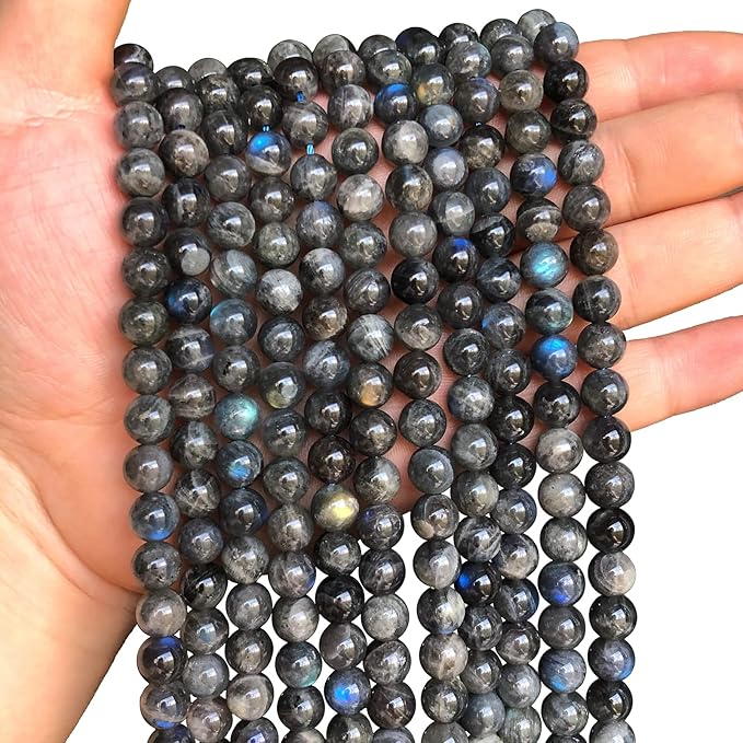 6MM 60PCS Natural Labradorite Gemstone Crystal Spacer Loose Beads for Jewelry Making DIY Bracelet 15 Inches 1 Strand A Grade