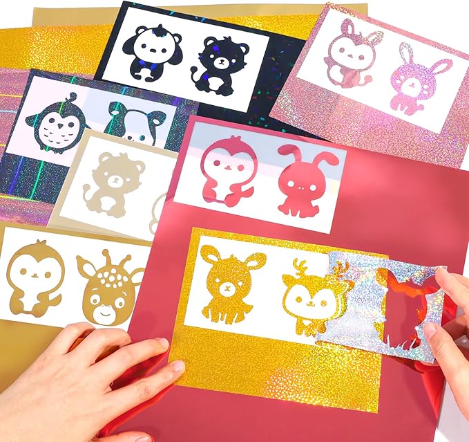 TECKWRAP Holographic Permanent Vinyl Bundle, 12" x 10" 12 Sheets Rose Gold, Gold and Silver Permanent Adhesive Vinyl for DIY Sticker, Home and Car Decor,