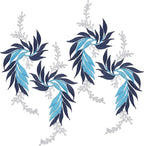 GORGECRAFT 2 Pairs 4PCS Embroidered Patches Iron Leaf Flowers Lace Applique Flowers Nature Patches Suitable for Clothes Dress Hat Pants Sewing Craft Decoration(Dodger Blue)