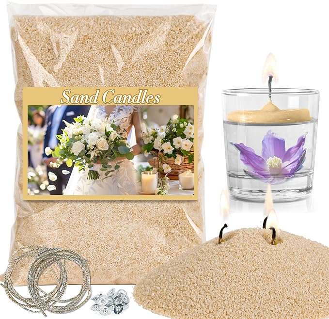 Nude Snow Pearled-Candles with Wicks - DIY Candle Sand,Pearled Sand Wax with Wicks,Pearled Wax,Refillable for Weddings,Partie,Halloween,Christmas,Thanksgiving