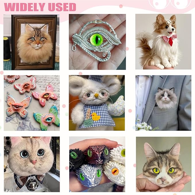 CSCHENGO 8-20mm 253 PCS Amigurum Safety Eyes for Crochet Animals, 3D Glitter Glass Eyes for Crafts Kit with Noses/Glasses/Leather Tags,Doll Crochet DIY Crafts Stuffed Animals Toy Making Supplies