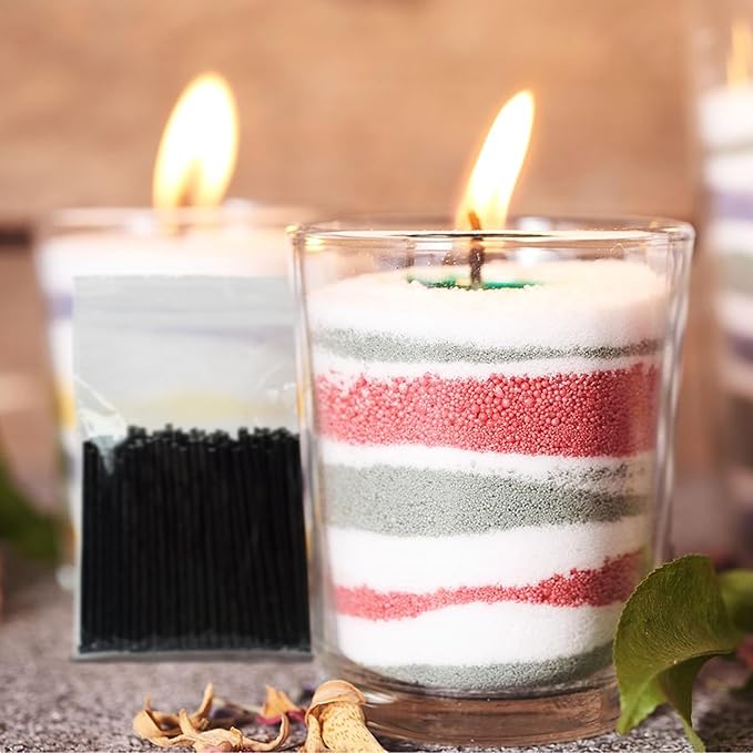 2" Black Cotton Candle Wicks 50 Pack – Metal-Free & Lead-Free for Pearled Candles Sand Wax Extra Refill, DIY Candle Making