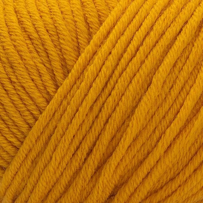 Estako Wool 98 (4-Skeins Pack) 100% Superwash Merino Wool Medium Worsted Weight Soft Knitting and Crochet Yarn (4 x 1.76 oz) (4 x 98 yds) (6367 - Mustard)