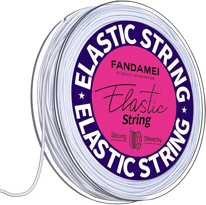 FANDAMEI 1mm Elastic String for Bracelets, Elastic Beading Cord Stretchy for Bracelets Making, Stretch Bead Cord for Jewelry Making, Sturdy Thread for Bracelet Necklace Crafts Christmas DIY String