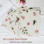 Handmade Botanical Craft Paper - 30 Sheets 8.27x11.7Inch Art Paper for Watercolor,Wedding Invites,Scrapbooking - Vintage Textured Designs for DIY,Gift Wrapping & Cultural Projects A4