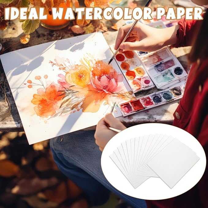 TaoBary 300 Pcs Watercolor Paper Sheet Bulk White Cold Press Paper Pack 110 lb 230 GSM Sketch Painting Watercolor Pad for Watercolorist Beginning Artists Adults Drawing Craft(10 x 7 Inch,230 GSM)