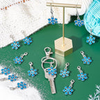 SUNNYCLUE 1 Box 30Pcs Stitch Markers Crochet Stitch Marker Christmas Large Snowflake Charms Double Sided Clip On Removable Lobster Clasp Charm Locking Knitting Markers for Weaving Sewing Quilting