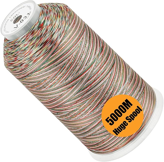 New brothread - Single Huge Spool 5000M Each Polyester Embroidery Machine Thread 40WT for Commercial and Domestic Machines - Variegated Color-V-031