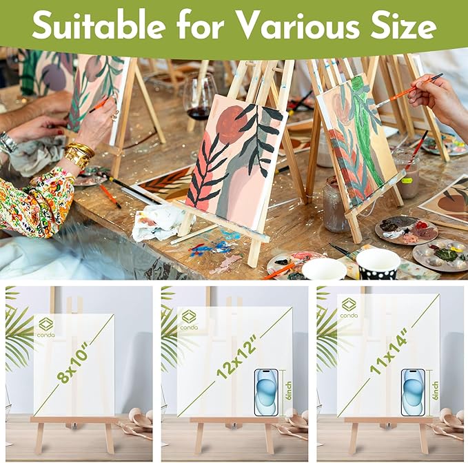 Conda 2 Pack 17 Inch Wooden Tabletop Easel Stand, A-Frame Art Painting Easel for Painting, Display & Art Creation, Canvas Holder for Artists, Students & Hobbyists