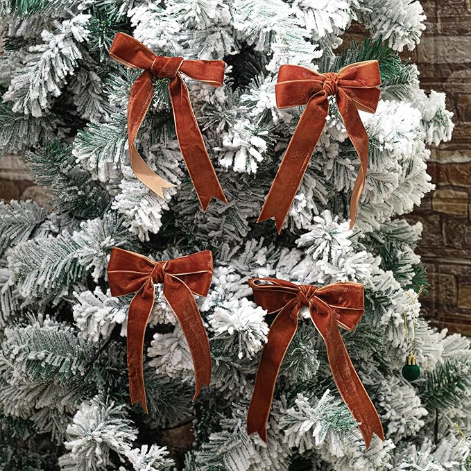 Chuangdi 1 Inch, 30 Yard Christmas Ginger Velvet Ribbon Wide Vintage Velvet Ribbons for Christmas Tree Ornaments Flower Bouquets Wedding Wreath Bow Making DIY Craft Choker