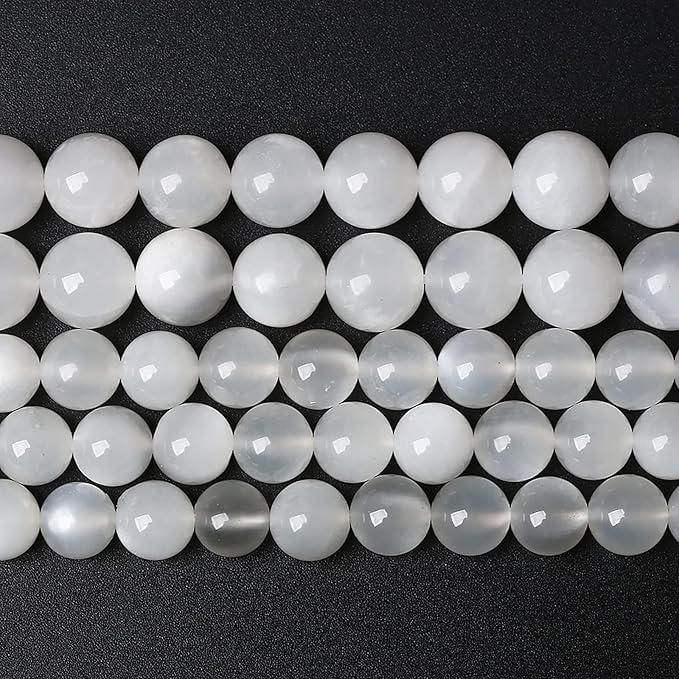6MM 60PCS Natural White Moonstone Gemstone AAA Grade Crystal Spacer Loose Beads for Jewelry Making DIY Bracelet 15 Inches 1 Strand