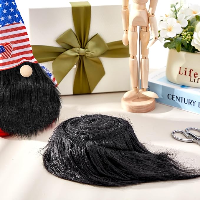 Tatuo Faux Fur Fabric Christmas Fluffy Fuzzy Craft Fake Fur Cuts Shaggy Synthetic Plush Patch Sewing DIY Winter Halloween Costume Gnome Beard Miniature Dolls Rugs Mats Gift(Black,2 x 100 Inch)