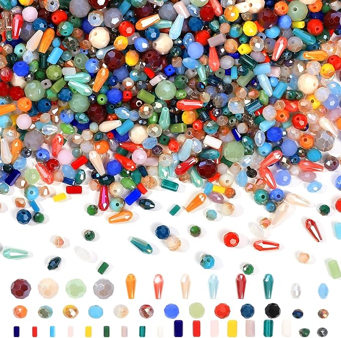 Assorted Glass Crystal Beads for Jewelry Making,DIY Lamp Work, Glass Spacer Beads Colorful Clear Electroplated Color Crystal Beads, Colorful Assortment Bulk Mix, Half Pound