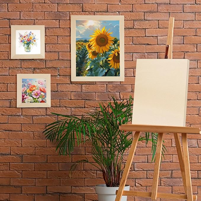 12 Pack Wood Canvas Boards Unfinished Square Wood Panels Paint Pouring Panels for Pouring Art, Crafts, Painting, and Decor, 9x7.5Inch/6x6Inch/4.7x4.7Inch